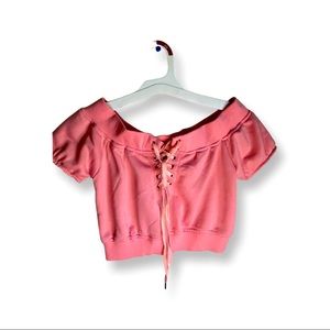 Off the Shoulder Baby Pink Crop Top